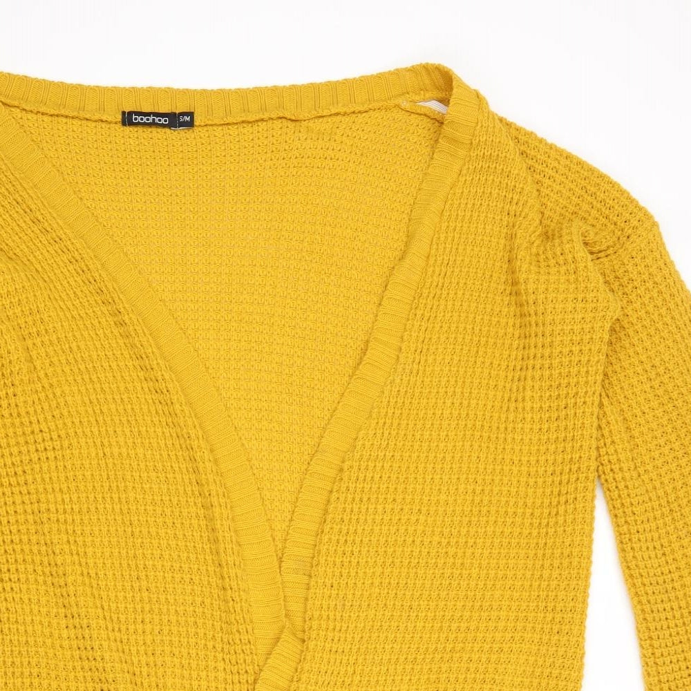 Womens UK Size S Boohoo Yellow Cardigan Jumper