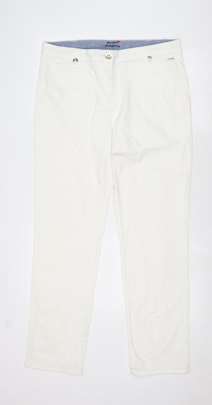 Per Una Womens White Cotton Trousers Size 36 in Regular Zip