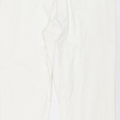 Per Una Womens White Cotton Trousers Size 36 in Regular Zip