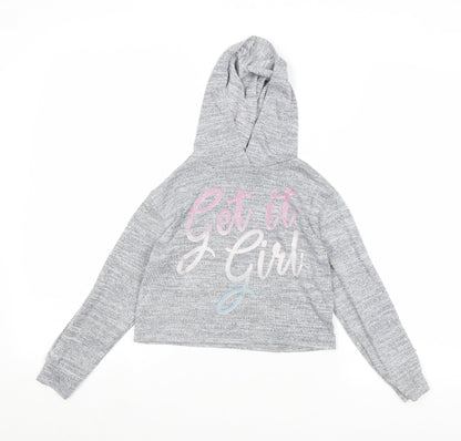 Very Girls Grey Polyester Pullover Hoodie Size 7 Years Pullover - Get It Girl