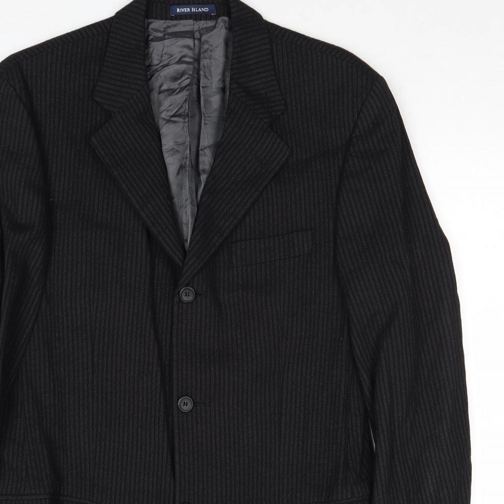 Mens UK Size 40 River Island Regular Black Suit Jacket