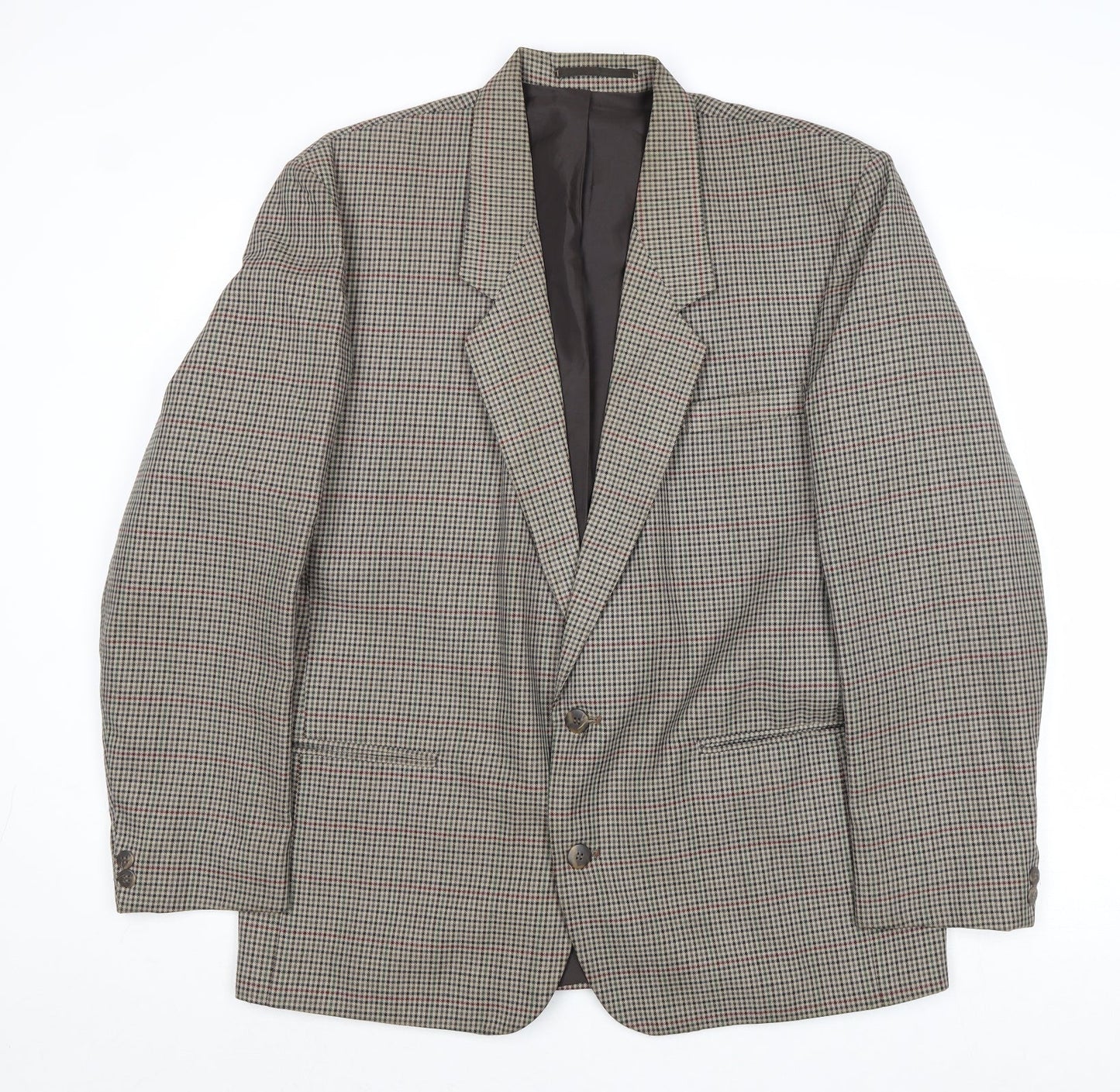 ID Mens Grey Geometric Polyester Jacket Blazer Size 42 Regular