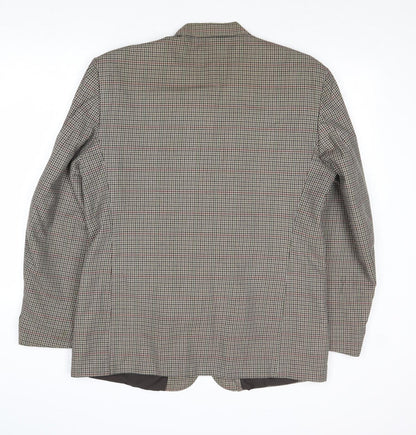 ID Mens Grey Geometric Polyester Jacket Blazer Size 42 Regular