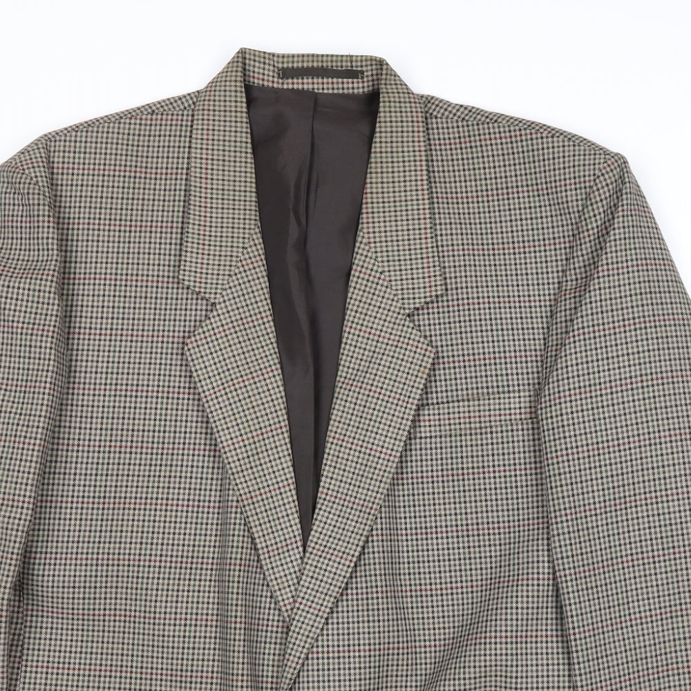 ID Mens Grey Geometric Polyester Jacket Blazer Size 42 Regular