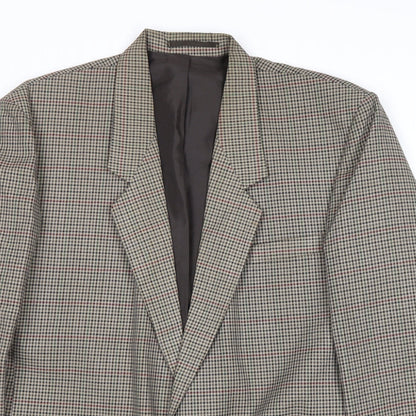 ID Mens Grey Geometric Polyester Jacket Blazer Size 42 Regular