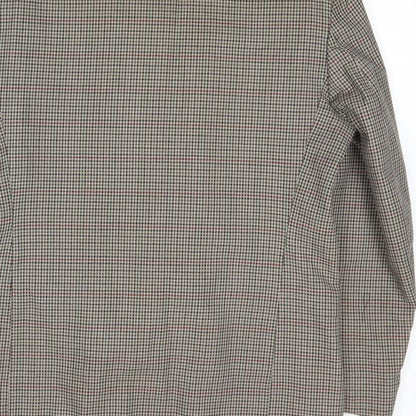 ID Mens Grey Geometric Polyester Jacket Blazer Size 42 Regular