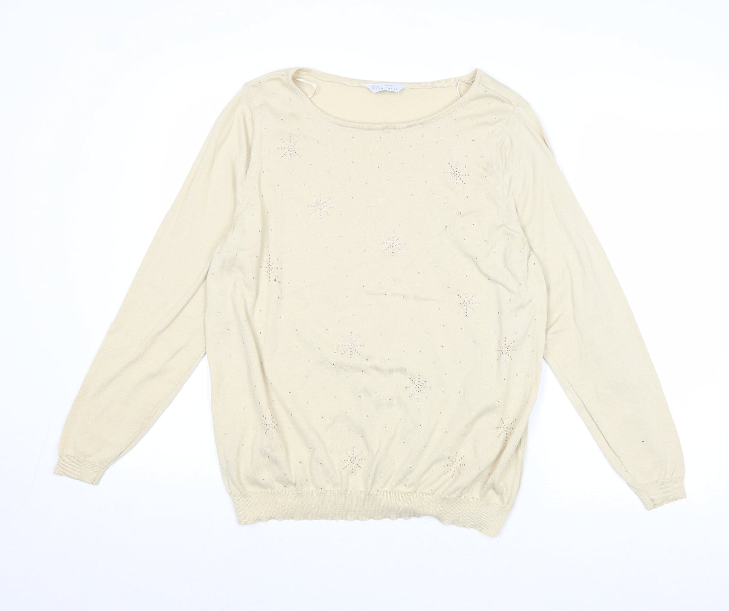 BHS Womens Beige Boat Neck Polyester Pullover Jumper Size 18