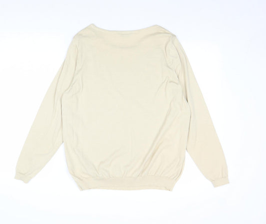 BHS Womens Beige Boat Neck Polyester Pullover Jumper Size 18