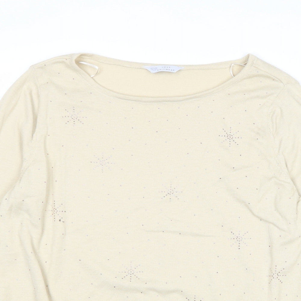 BHS Womens Beige Boat Neck Polyester Pullover Jumper Size 18