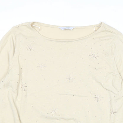 BHS Womens Beige Boat Neck Polyester Pullover Jumper Size 18