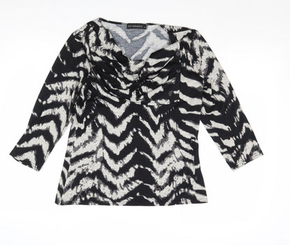 Just Elegance Womens Black Cowl Neck Geometric Polyester Pullover Jumper Size 12