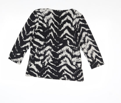 Just Elegance Womens Black Cowl Neck Geometric Polyester Pullover Jumper Size 12