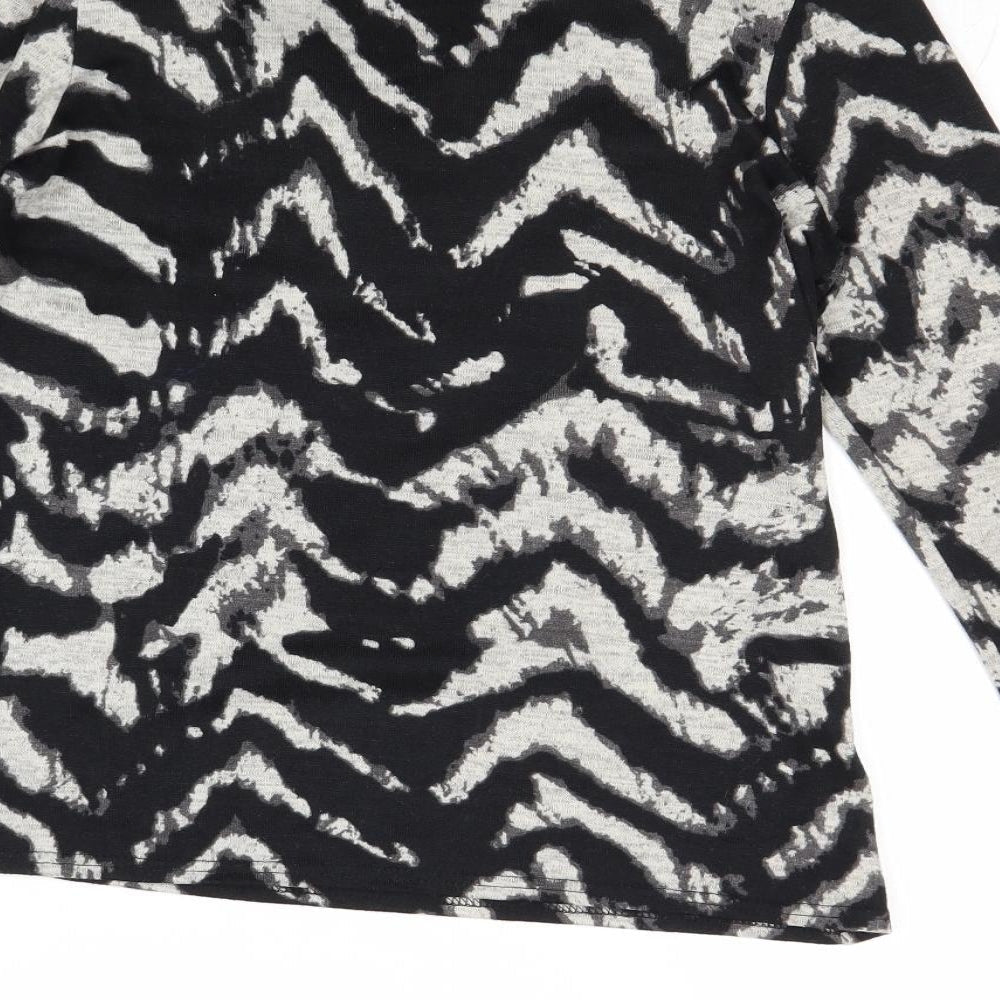 Just Elegance Womens Black Cowl Neck Geometric Polyester Pullover Jumper Size 12