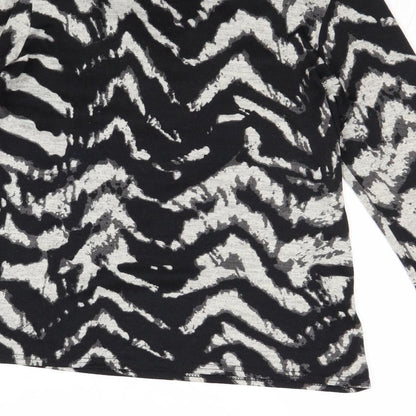 Just Elegance Womens Black Cowl Neck Geometric Polyester Pullover Jumper Size 12