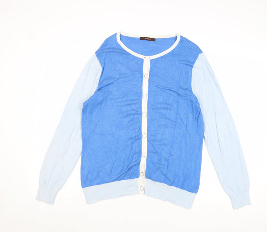 Womens UK Size 14 Savoir Blue Cardigan Jumper