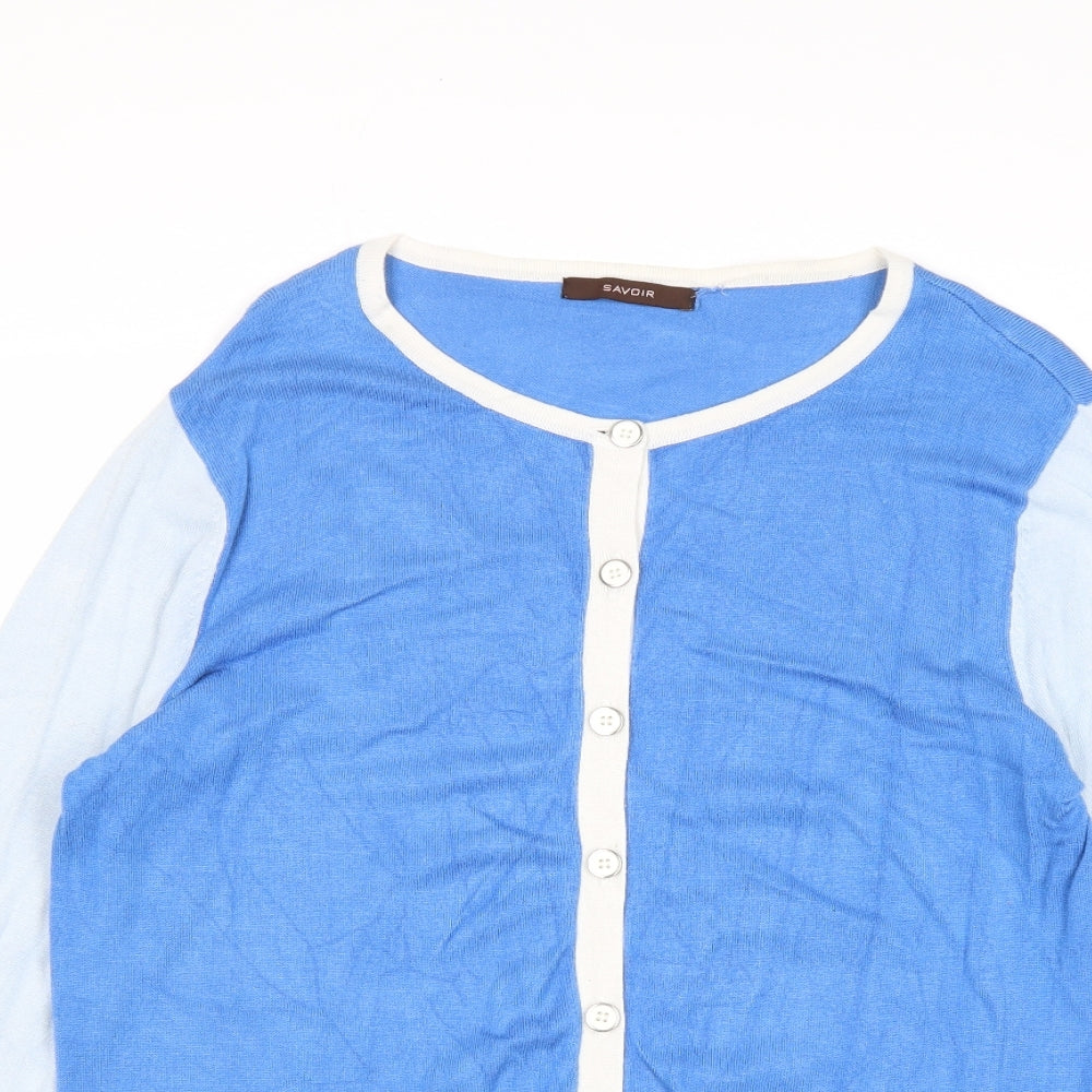 Womens UK Size 14 Savoir Blue Cardigan Jumper