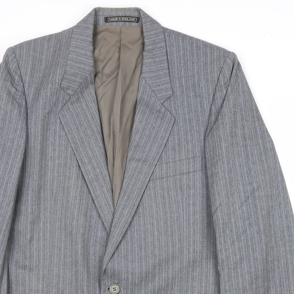 Simon Mens Grey Striped Wool Jacket Suit Jacket Size 38 Regular