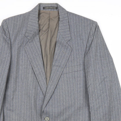 Simon Mens Grey Striped Wool Jacket Suit Jacket Size 38 Regular