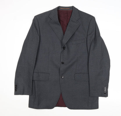 Hornes Mens Grey Wool Jacket Suit Jacket Size 40 Regular