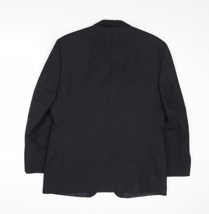 Mens UK Size 40 Pinstripe Regular Black Suit Jacket