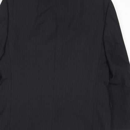 Mens UK Size 40 Pinstripe Regular Black Suit Jacket