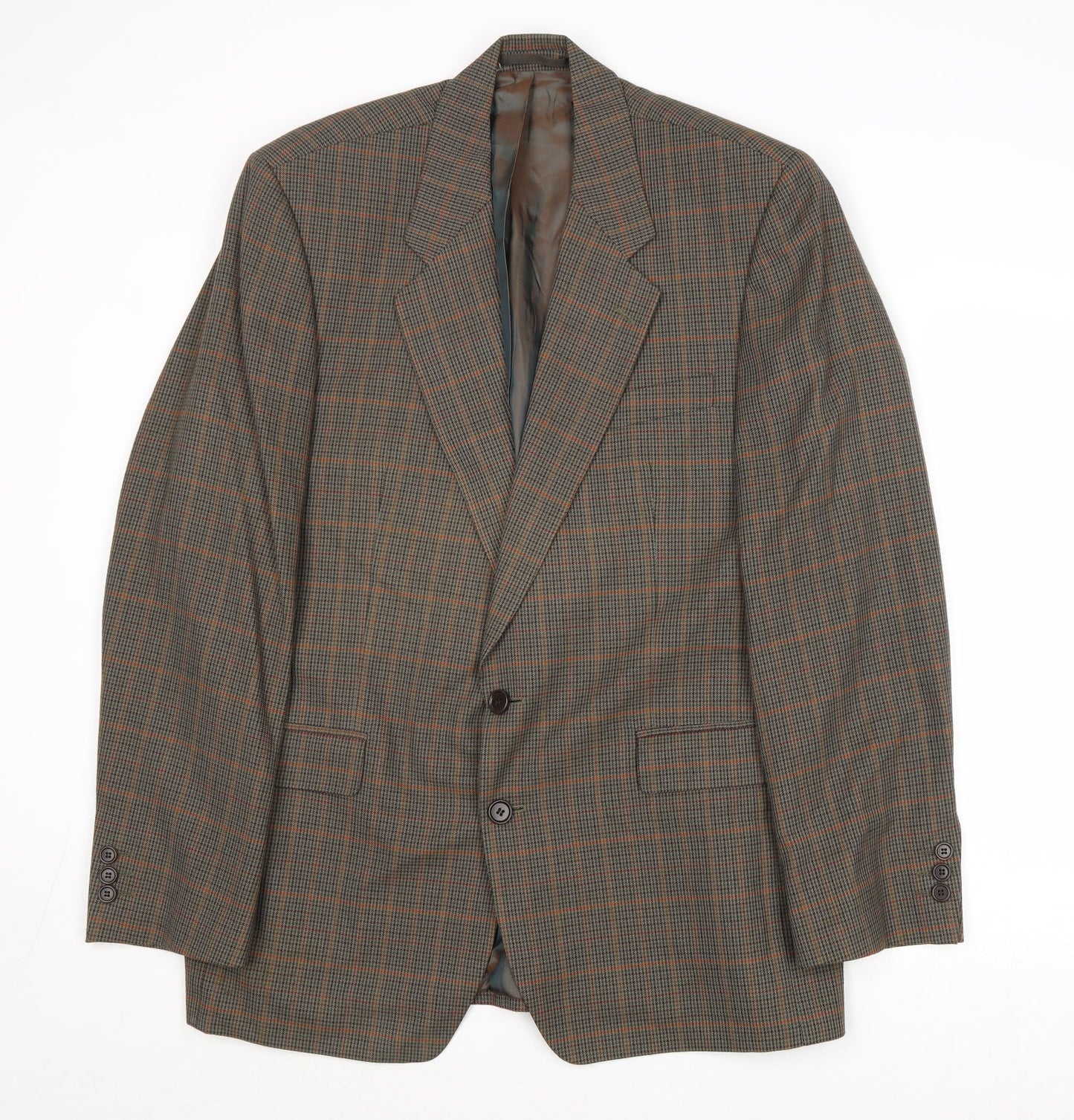 Thomas Deas Mens Brown Plaid Wool Jacket Blazer Size 42 Regular