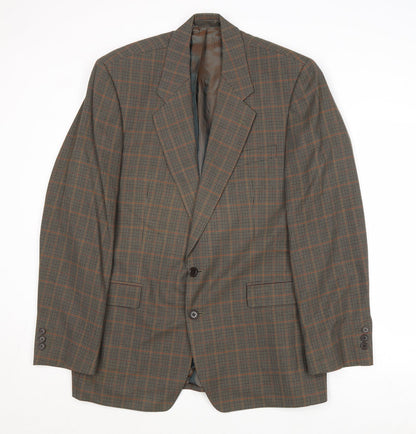 Thomas Deas Mens Brown Plaid Wool Jacket Blazer Size 42 Regular