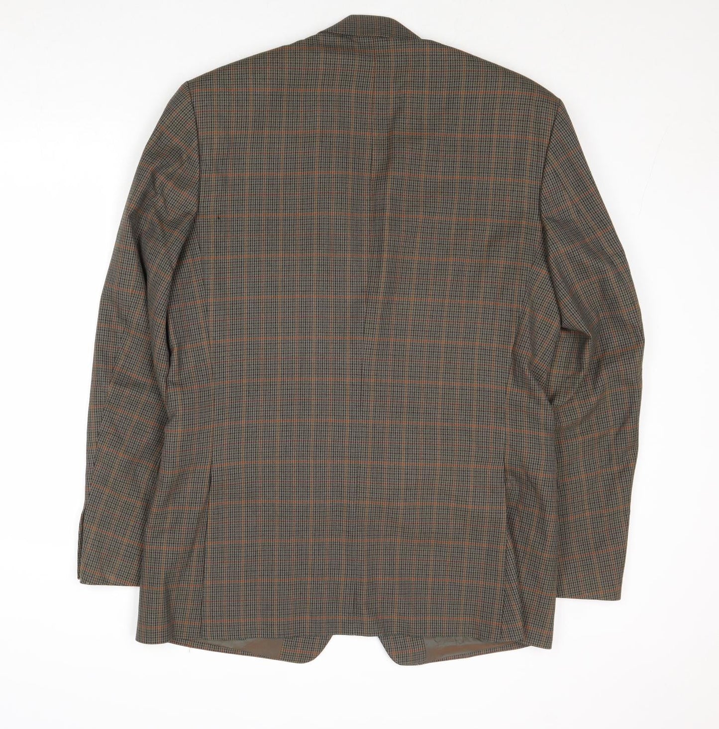 Thomas Deas Mens Brown Plaid Wool Jacket Blazer Size 42 Regular