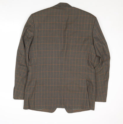 Thomas Deas Mens Brown Plaid Wool Jacket Blazer Size 42 Regular