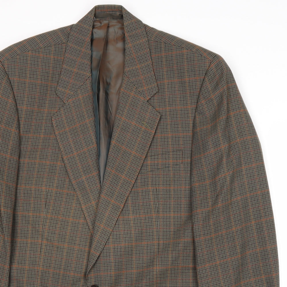 Thomas Deas Mens Brown Plaid Wool Jacket Blazer Size 42 Regular