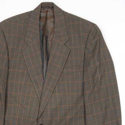 Thomas Deas Mens Brown Plaid Wool Jacket Blazer Size 42 Regular