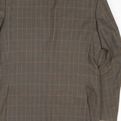 Thomas Deas Mens Brown Plaid Wool Jacket Blazer Size 42 Regular