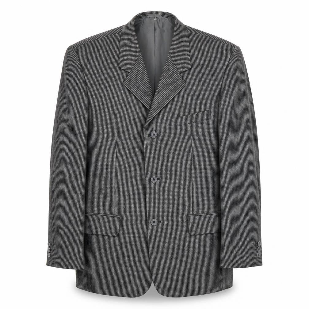 Classics Mens Grey Geometric Polyester Jacket Suit Jacket Size 44 Regular
