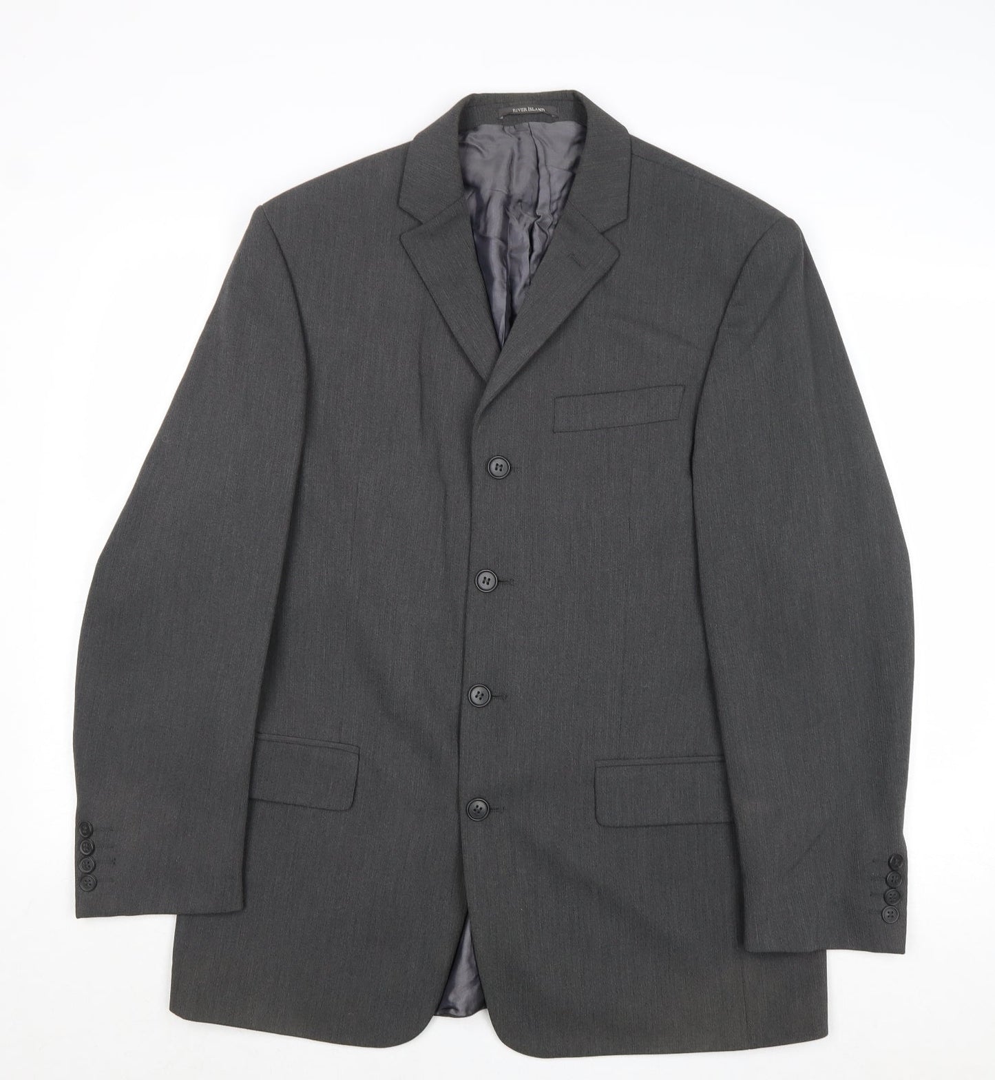Mens UK Size 40 River Island Regular Grey Suit Jacket