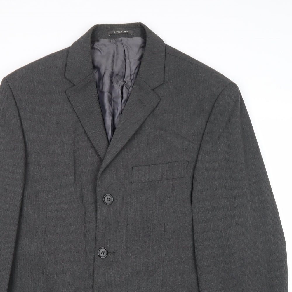 Mens UK Size 40 River Island Regular Grey Suit Jacket