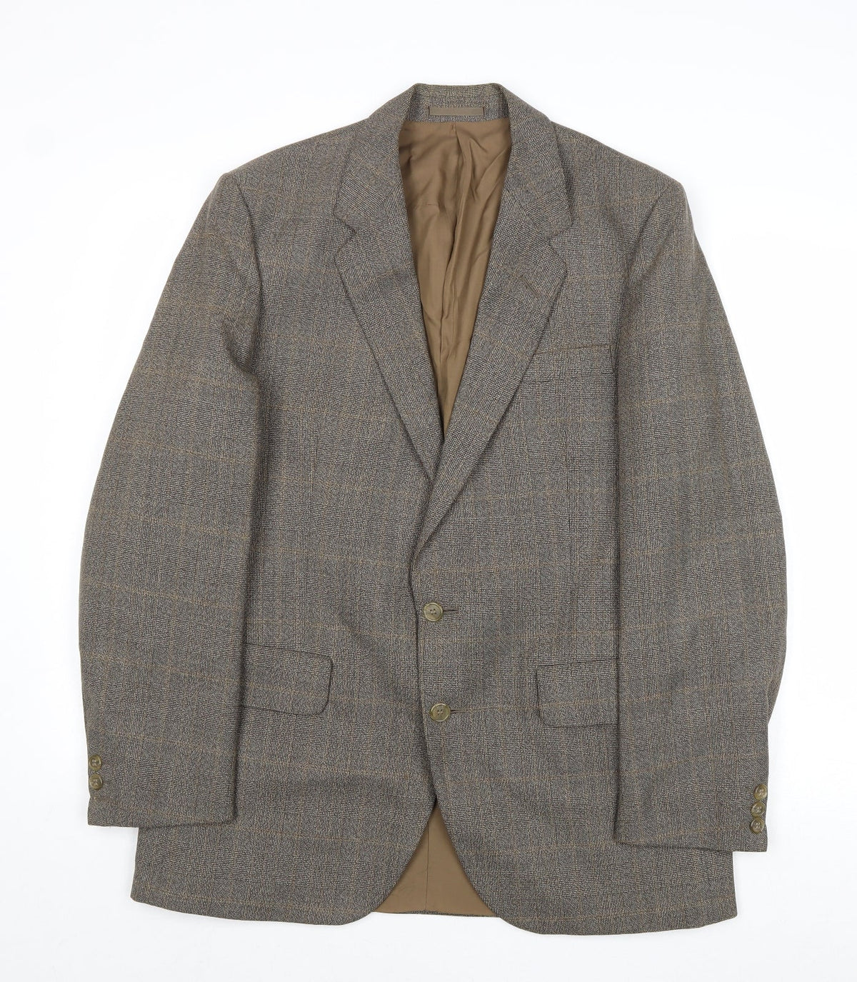 Sumrie Mens Grey Plaid Wool Jacket Blazer Size 38 Regular