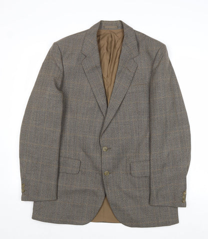 Sumrie Mens Grey Plaid Wool Jacket Blazer Size 38 Regular