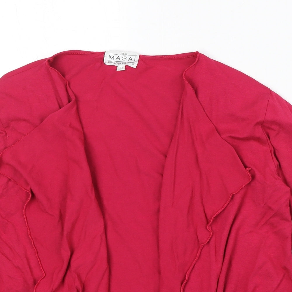 The Masai Womens Pink V-Neck Viscose Cardigan Jumper Size M - Open
