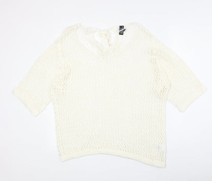 Kappahl Womens Ivory Scoop Neck Acrylic Pullover Jumper Size 16