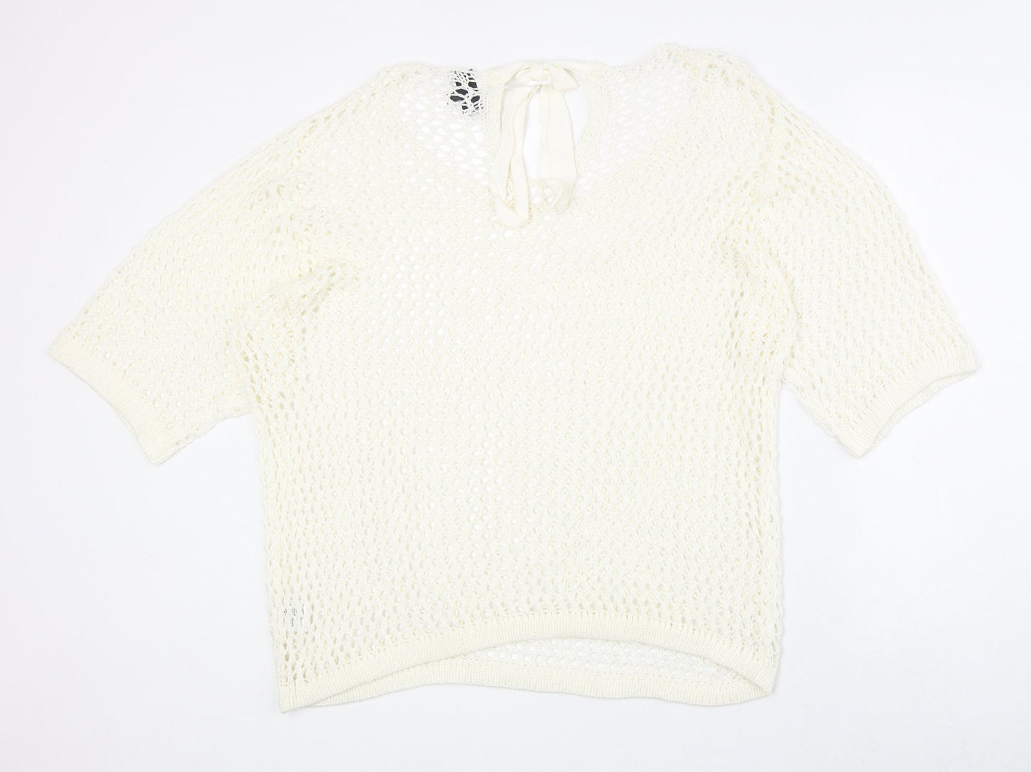 Kappahl Womens Ivory Scoop Neck Acrylic Pullover Jumper Size 16