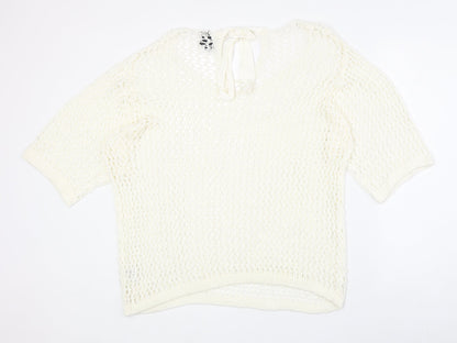 Kappahl Womens Ivory Scoop Neck Acrylic Pullover Jumper Size 16