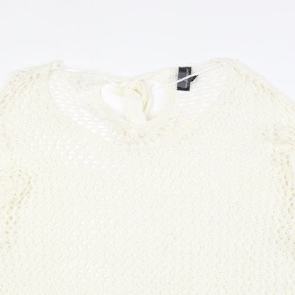 Kappahl Womens Ivory Scoop Neck Acrylic Pullover Jumper Size 16