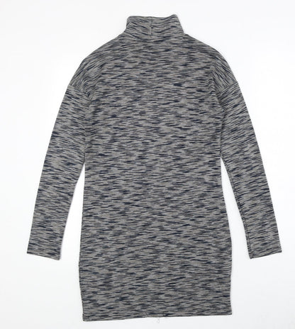 Topshop Womens Multicoloured Geometric Viscose Jumper Dress Size 8 High Neck Pullover