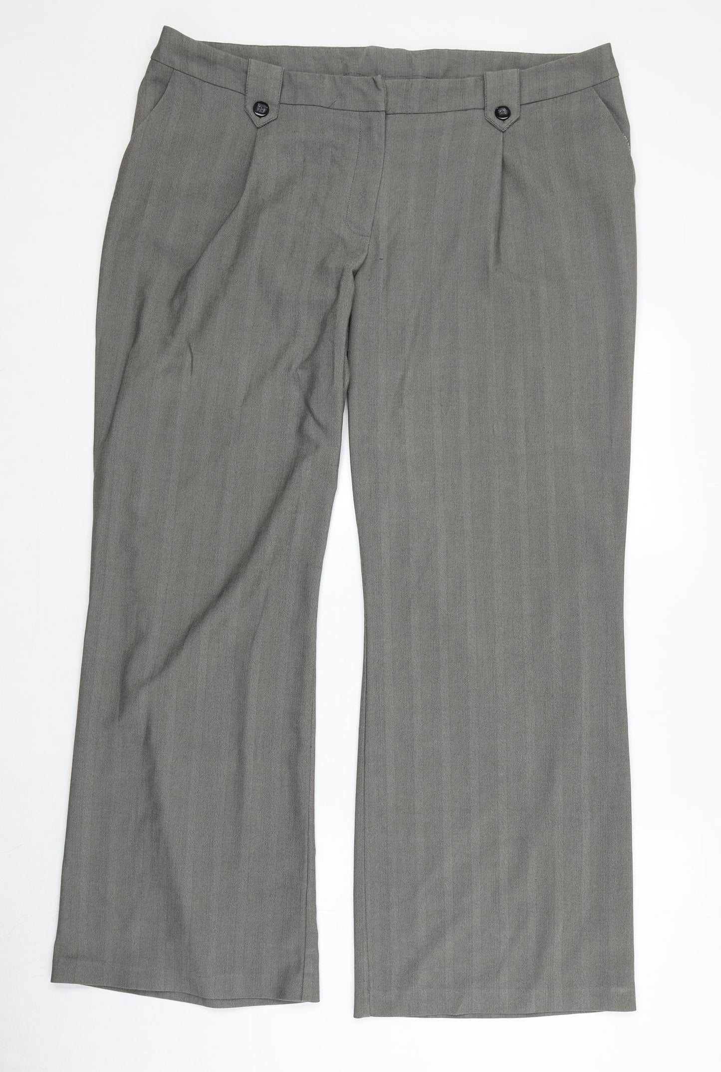 AMARANTO Womens Grey Striped Polyester Dress Pants Trousers Size 18 Regular Zip