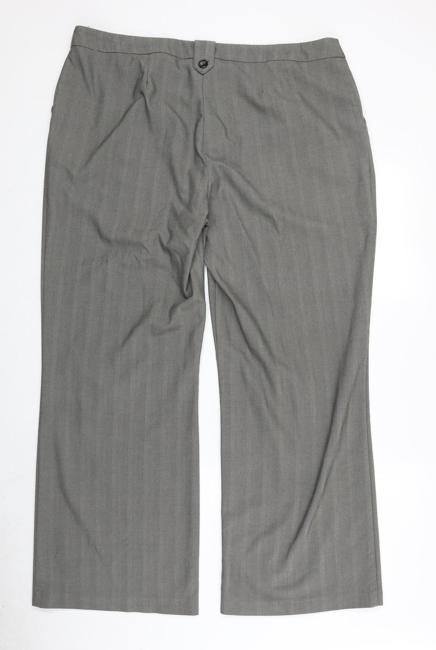 AMARANTO Womens Grey Striped Polyester Dress Pants Trousers Size 18 Regular Zip