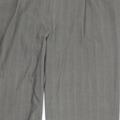 AMARANTO Womens Grey Striped Polyester Dress Pants Trousers Size 18 Regular Zip