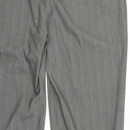 AMARANTO Womens Grey Striped Polyester Dress Pants Trousers Size 18 Regular Zip