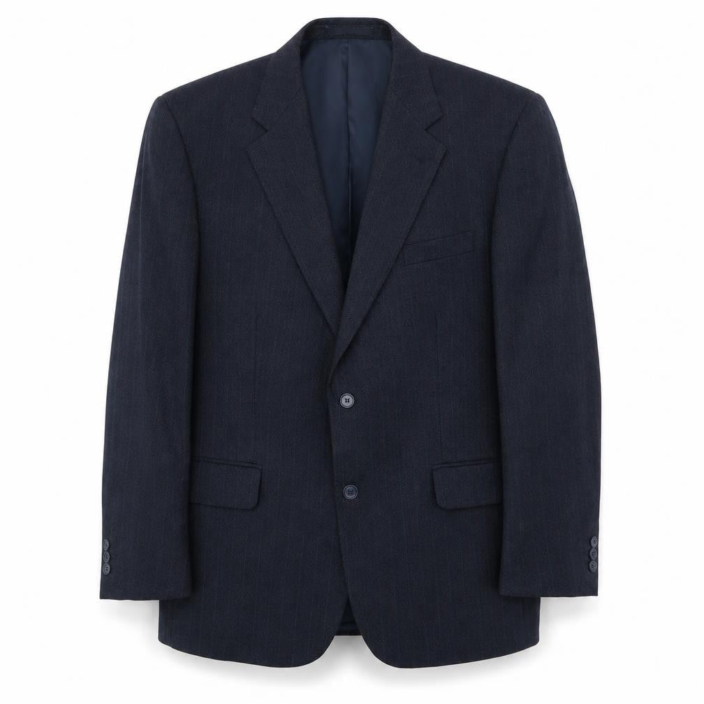 Greenwoods Mens Blue Striped Polyester Jacket Suit Jacket Size 46 Regular