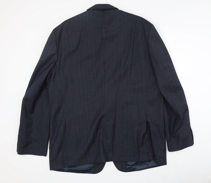 Greenwood Mens Blue Striped Polyester Jacket Suit Jacket Size 46 Regular