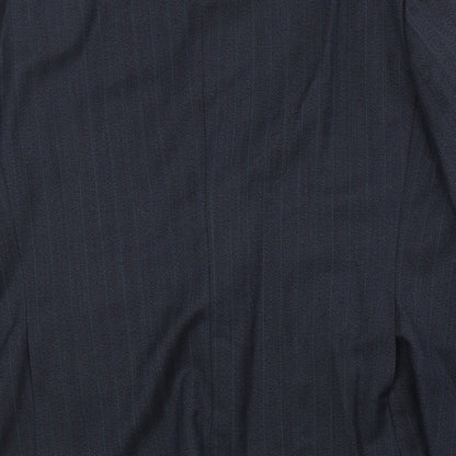 Greenwood Mens Blue Striped Polyester Jacket Suit Jacket Size 46 Regular